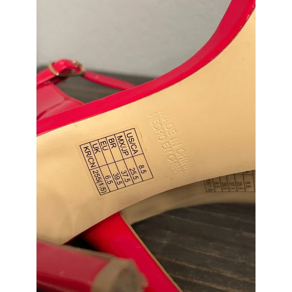 Red Ankle Strap Stiletto Heel Sandals Size 8.5 Sexy Party Date Night